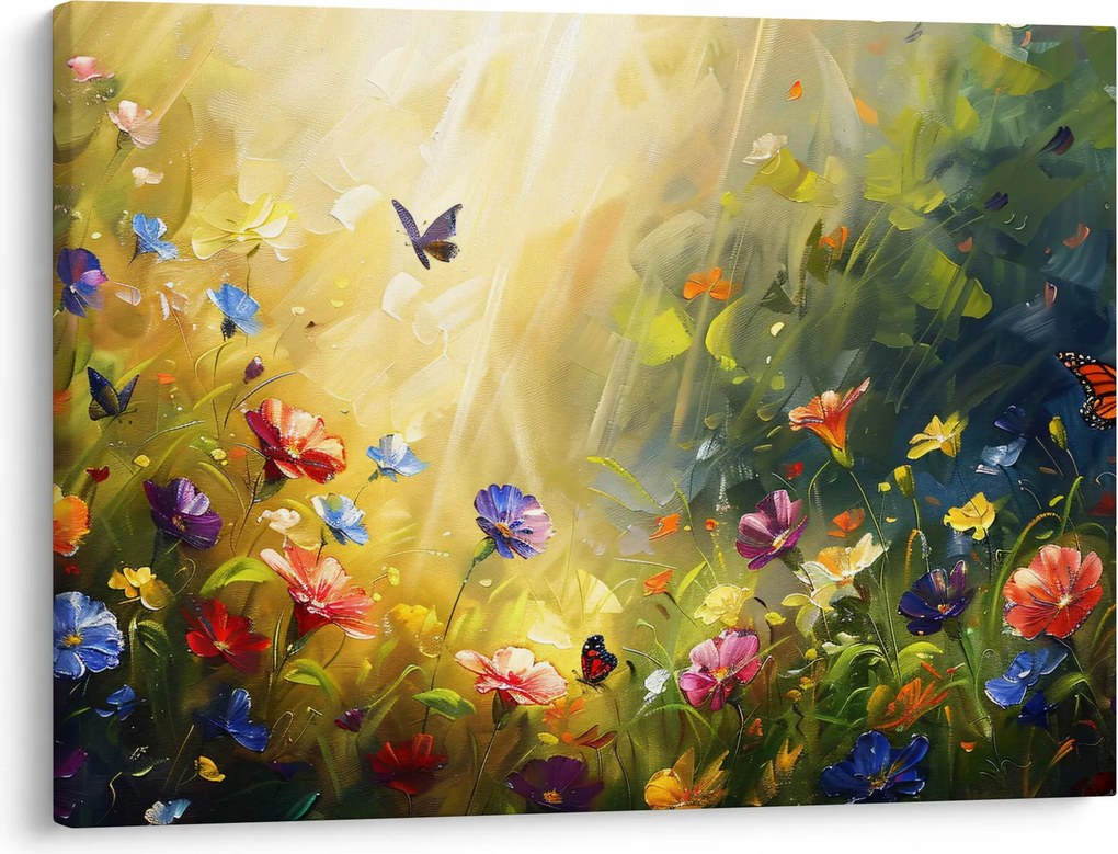Obraz - Wiosenna łąka kwiatowa, malarstwo (70x50 cm)