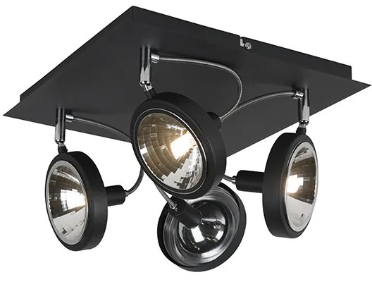 Designerski reflektor czarny 4-światłowy regulowany - Nox Nowoczesny Oswietlenie wewnetrzne