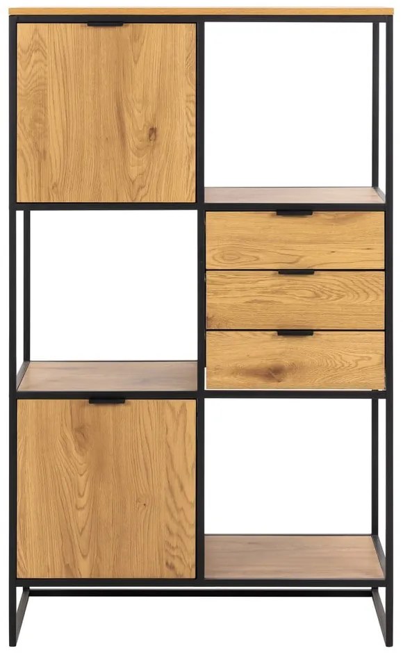 Czarny regał w dekorze dębu 85x141 cm Swindon – Actona