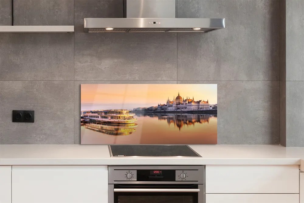 Szklany Panel Statek o Zachodzie Słońca