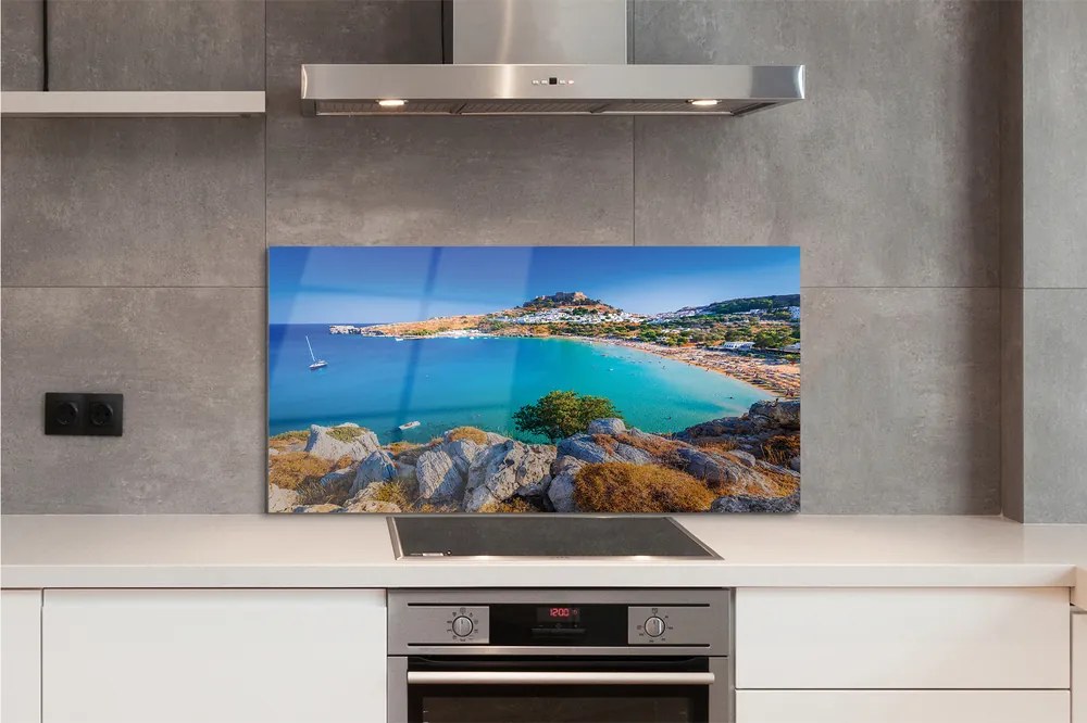 Panel Szklany Panorama Greckiego Wybrzeża