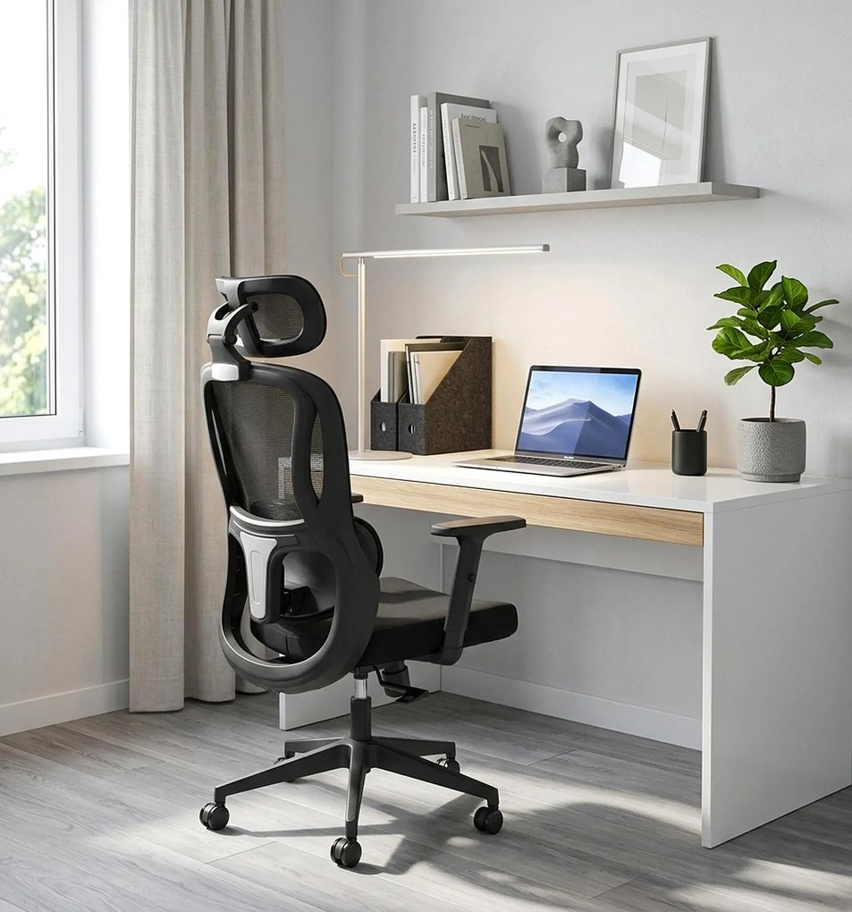 Czarny ergonomiczny fotel obrotowy z regulacją E8-E32