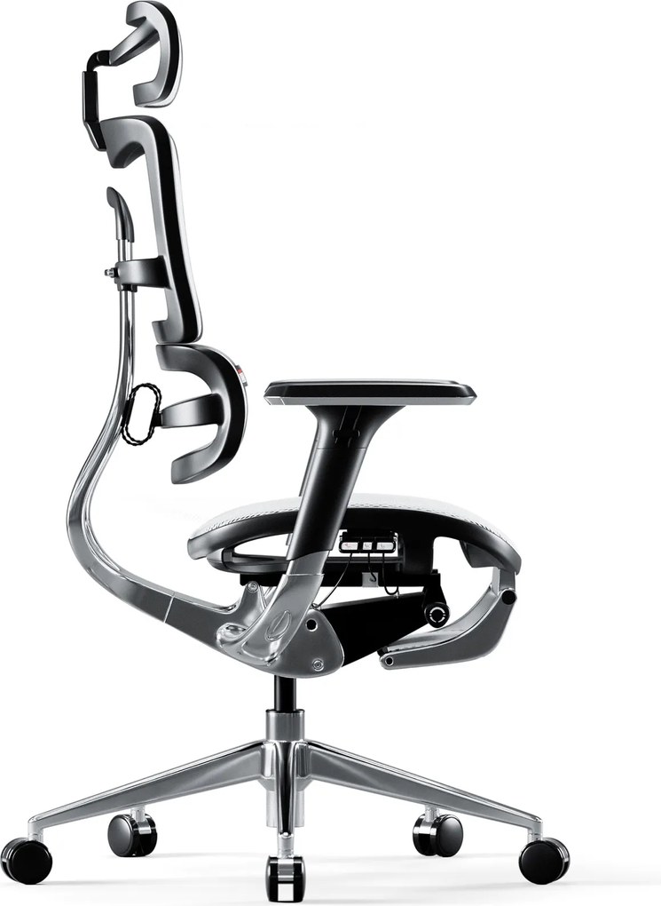 Fotel biurowy z podnóżkiem Diablo V-Master, zgodny z normą BHP, kolor czarno-biały