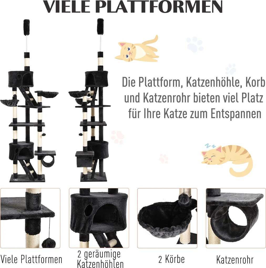 Drapak dla kota drzewko domek szary pawhut