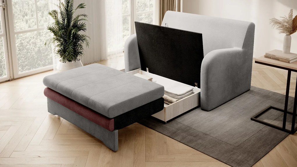 Sofa rozkładana z funkcją spania ARIO jasnoszara/różowa ELTAP