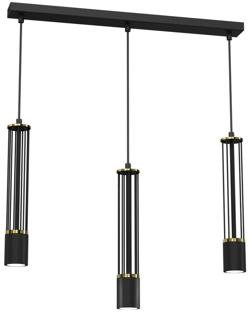 Lampa wisząca ESTILO 3xGU10, potrójna, czarna tuba
