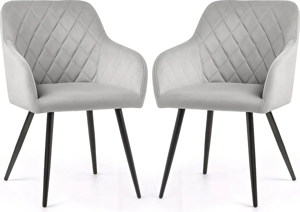 Zestaw 2 szarych krzeseł pikowanych M7-P01