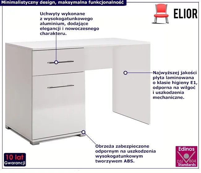 Białe minimalistyczne biurko - Wilhelm 28X