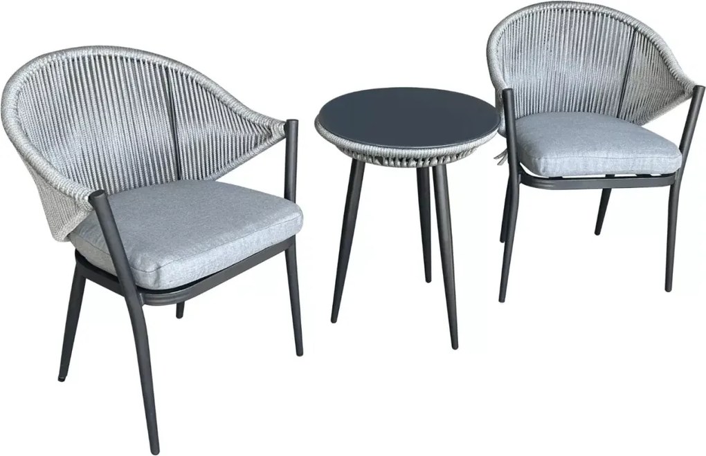 Stylowy zestaw balkonowy Levante z aluminium - 2 krzesła, stolik kawowy