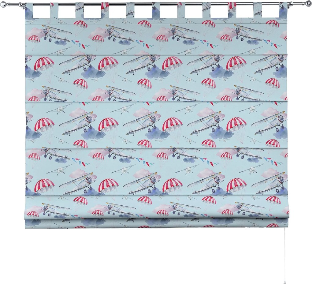 Roleta rzymska Verona kolor niebieski tkanina wzorzysta