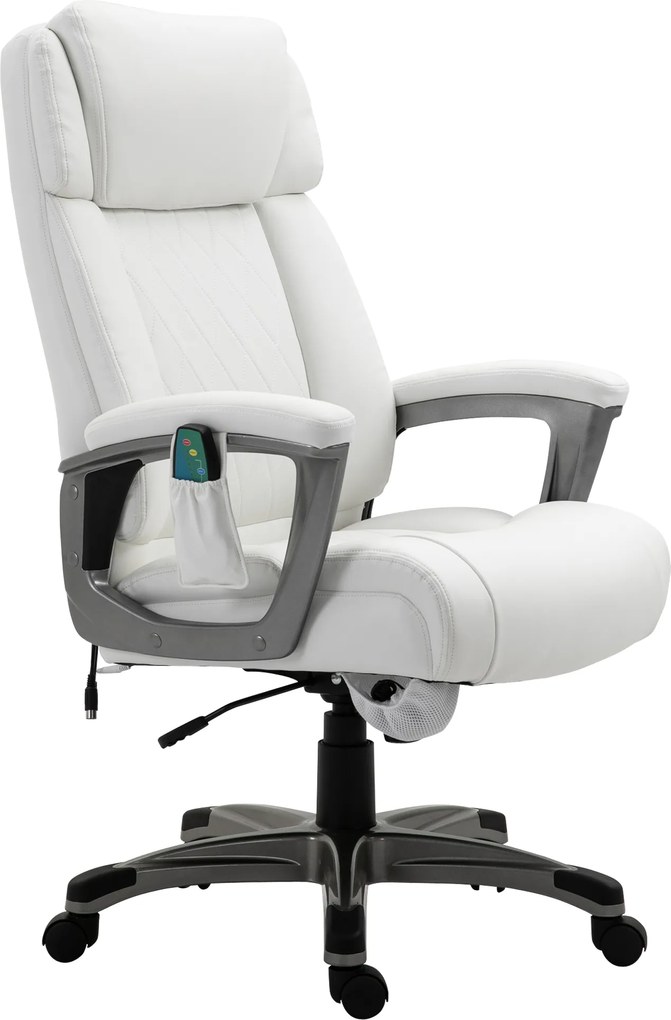 Vinsetto Krzesło Fotel z masażerem fotel krzesło obrotowe z 6-punktowym masażem Maksymalne obciążenie 136kg kolor biały | Aosom PL