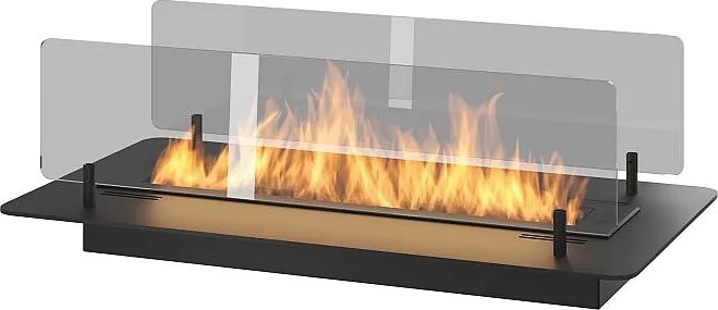 Wkład kominkowy na bioetanol Black 600 do zabudowy lub wolnostojący - smukły czarny biokominek z podwójnym panelem szklanym, zbiornikiem 1 l - 60 cm