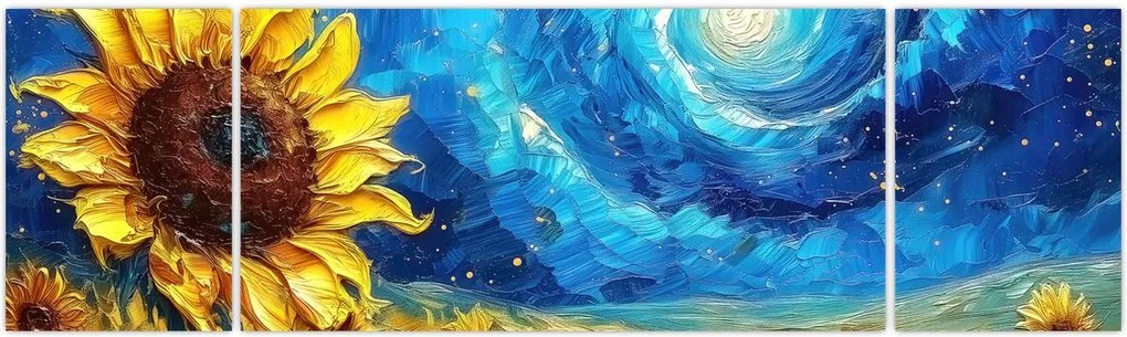Obraz - Malowanie słoneczników (170x50 cm)