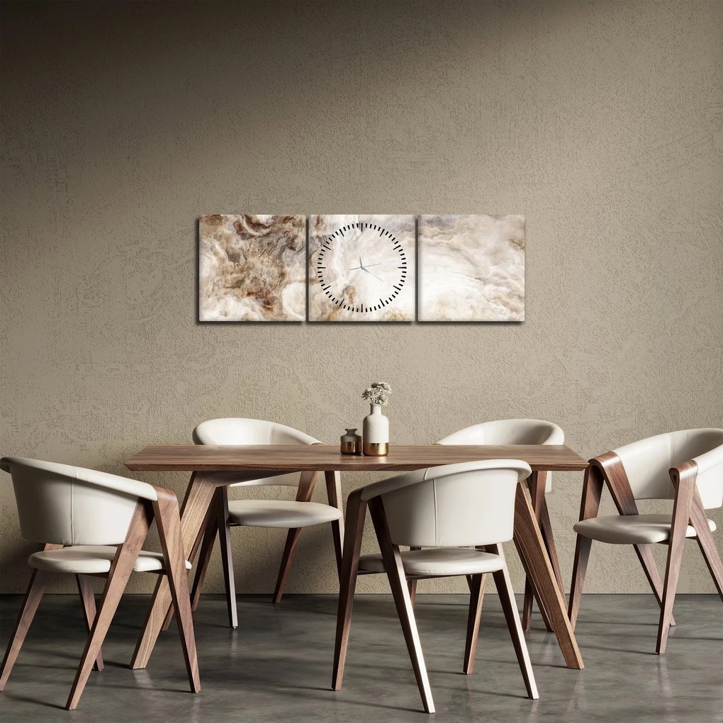 Obraz - Marmur (z zegarem) (90x30 cm)