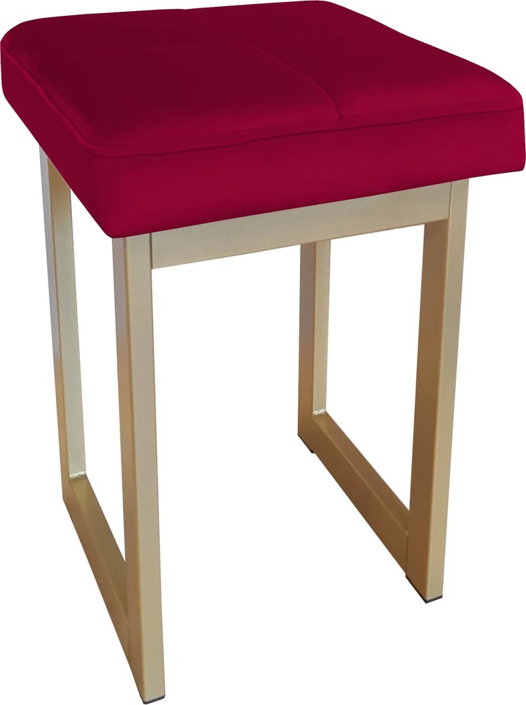 Taboret SOLID tkanina Welur stelaż metalowy STOŁEK LOFT : Kolor Stelaża - Złoty, Kolor tkaniny - VELVET - MG31, Typ tkaniny - Velvet, Wysokość - 60 cm