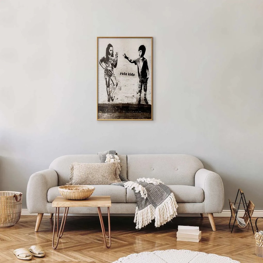 Plakat Niegrzeczne dzieci 21x30 cm z ramą złotą bez marginesu ARTGEIST B