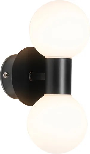 Nowoczesna lampa ścienna czarna IP44 2-światłowa - Cederic