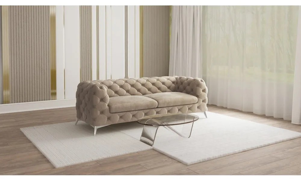 Szarobeżowa aksamitna sofa 225 cm Chelsea – Ropez