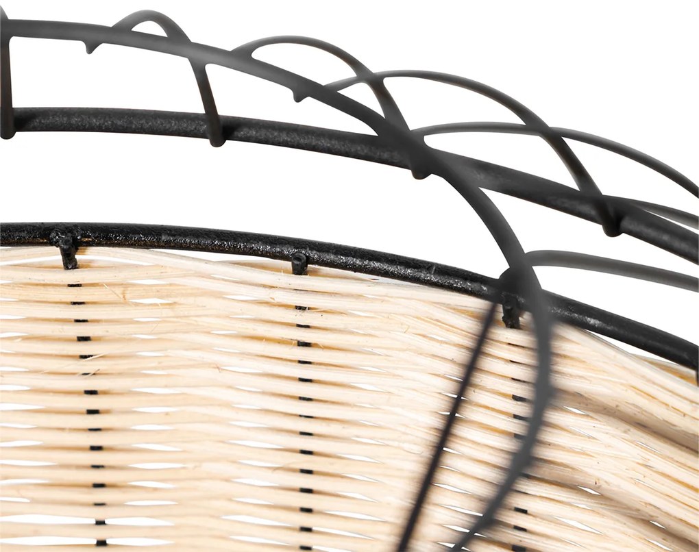 Orientalna lampa wisząca czarna z rattanu 38 cm - EmirKolonialny Oswietlenie wewnetrzne