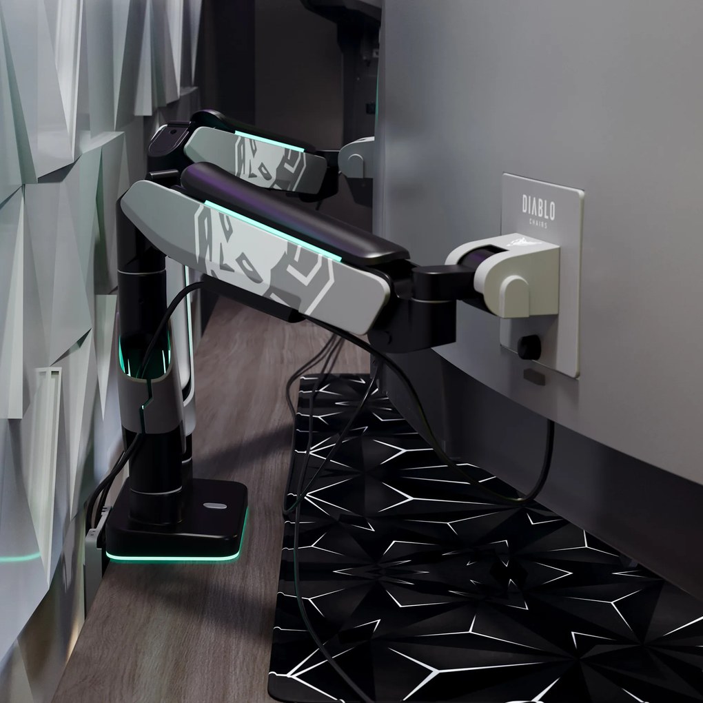 Podwójny uchwyt na monitory 49 cali, szaro-czarny RGB X-Arm Dual