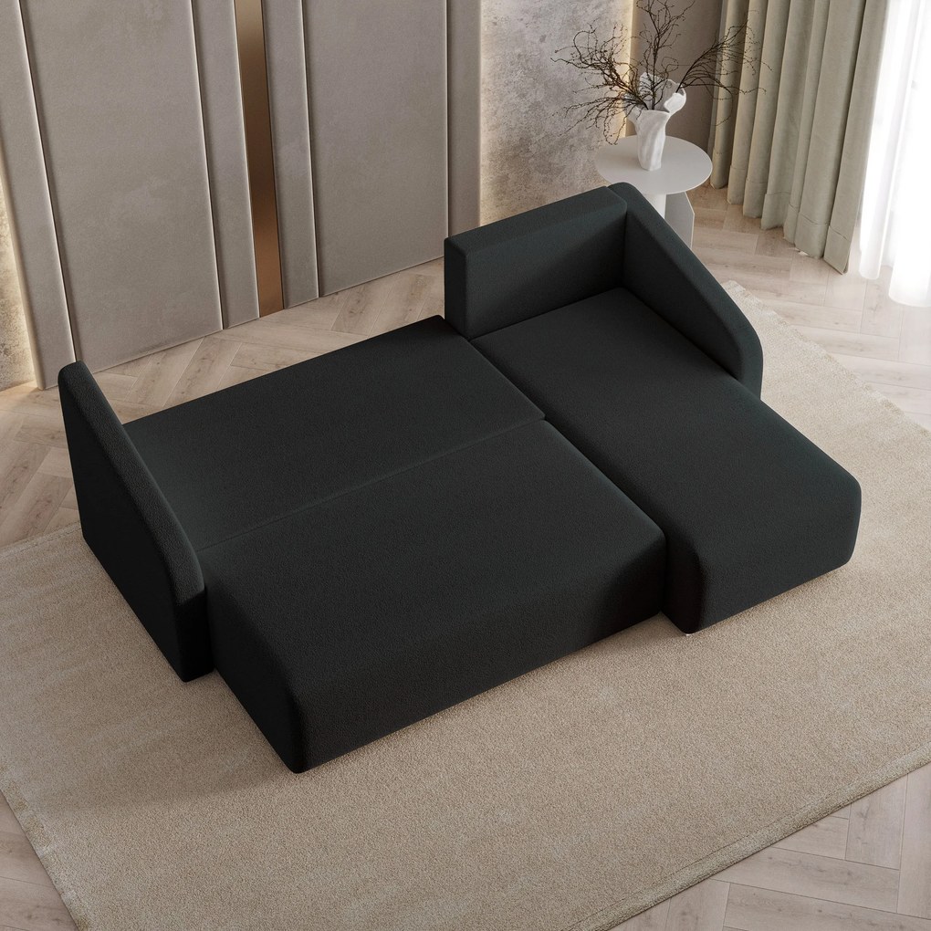 Masseno Narożnik MARELLO z funkcją spania i pojemnikiem na pościel Narozniki L, Rozkładana sofa - Czarny, QUELLE 100