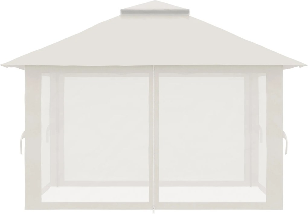 Outsunny Pawilon Składany 4x4m Kremowy z 4 Ścianami Siatkowymi Regulowana Wysokość Dach Wentylacyjny Torba na Akcesoria | Aosom PL