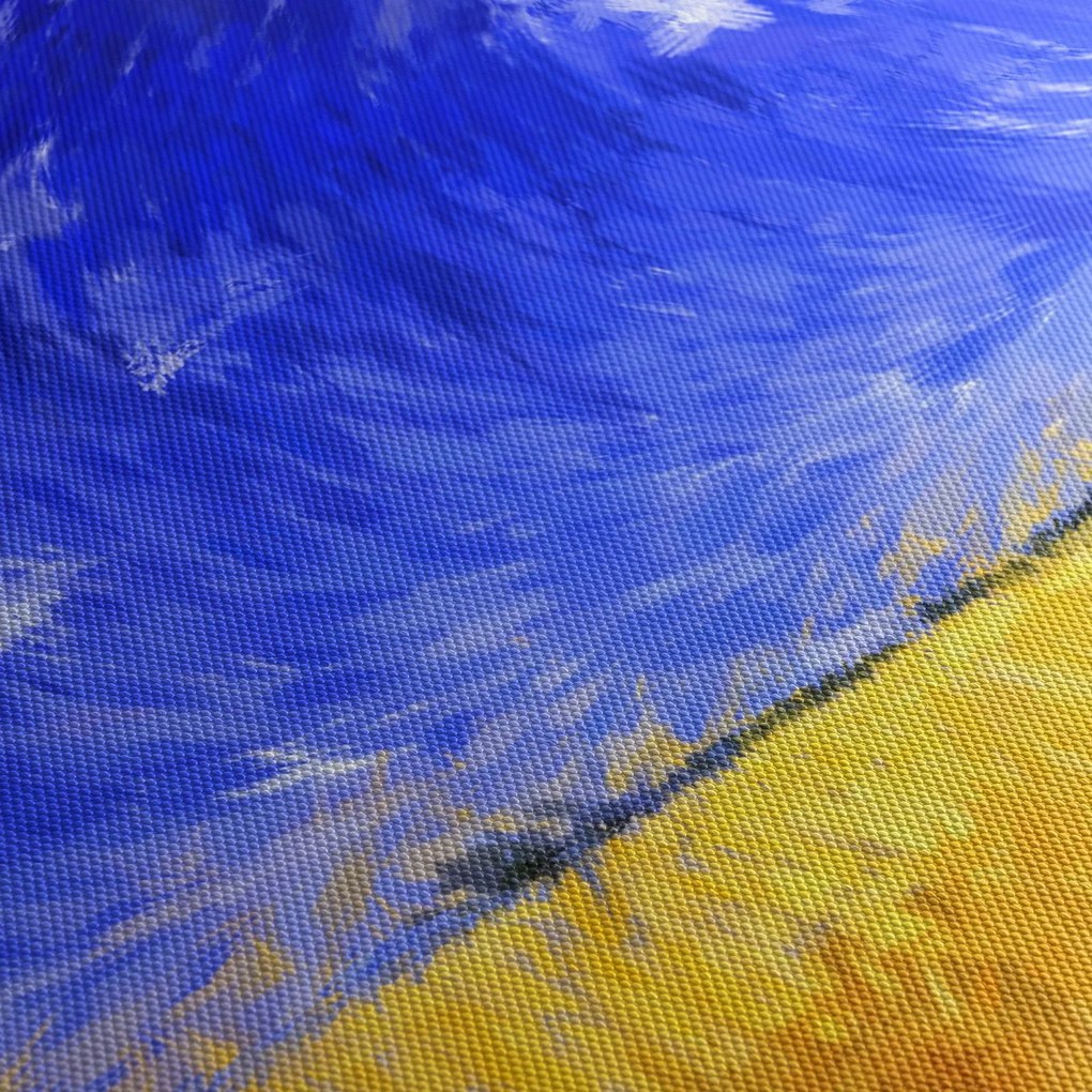 Obraz - Obraz olejny, Złote pole (z zegarem) (90x30 cm)