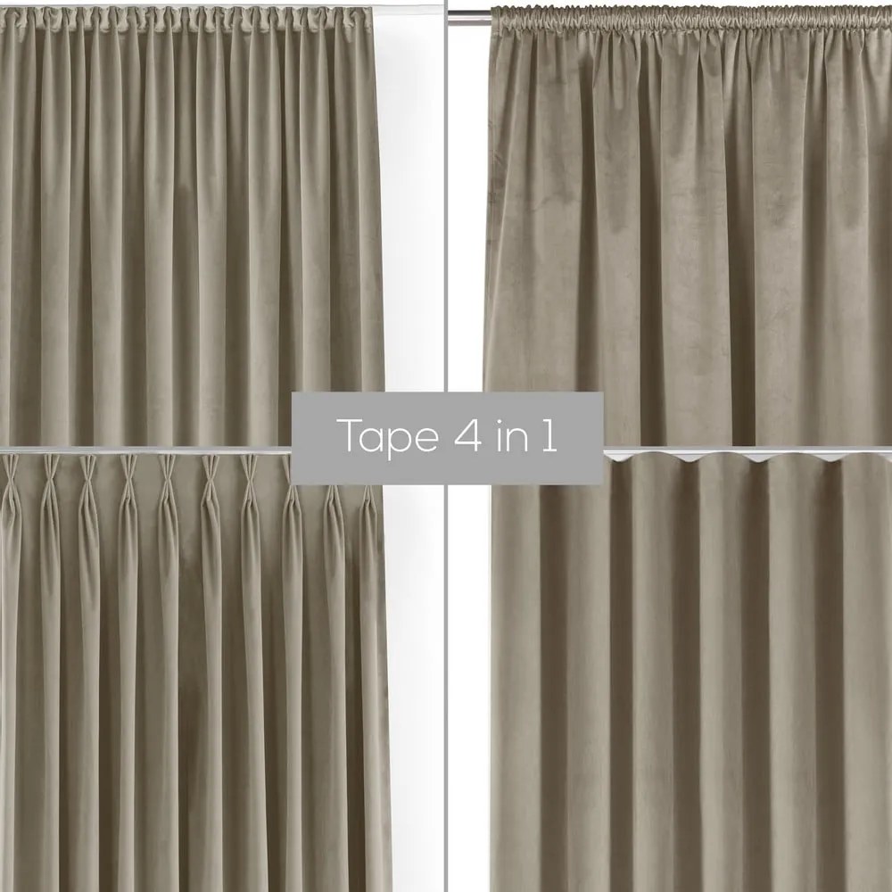 Beżowa aksamitna zasłona częściowo zaciemniająca (dimout) 400x250 cm Velto – Filumi