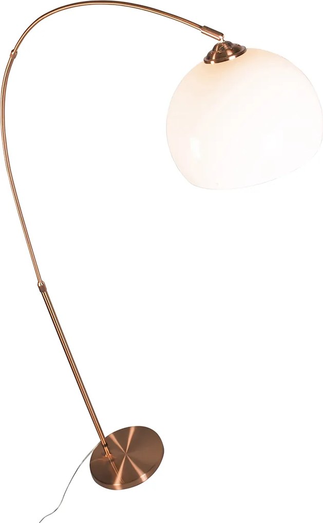Nowoczesna lampa łukowa miedziana z białym kloszem - Arc Basic