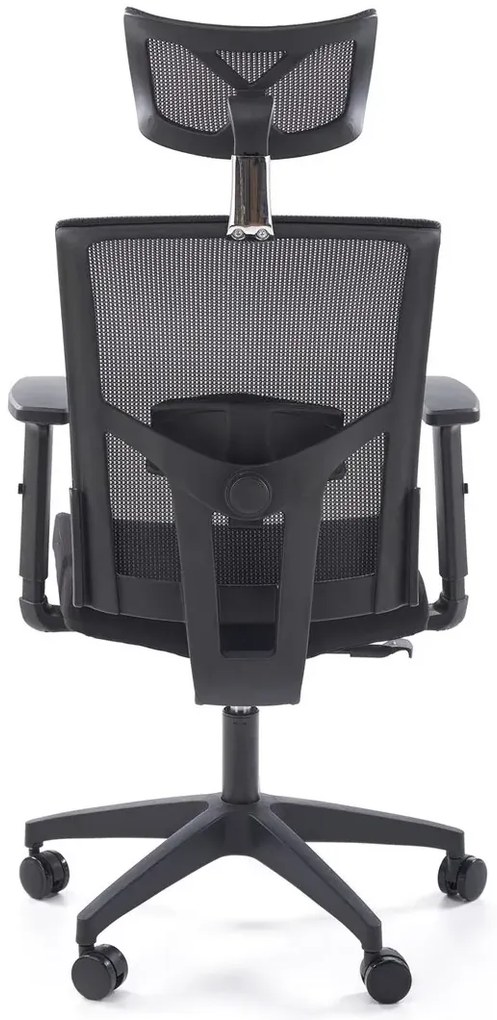 Czarny ergonomiczny fotel obrotowy z regulowanym zagłówkiem - Kenzo