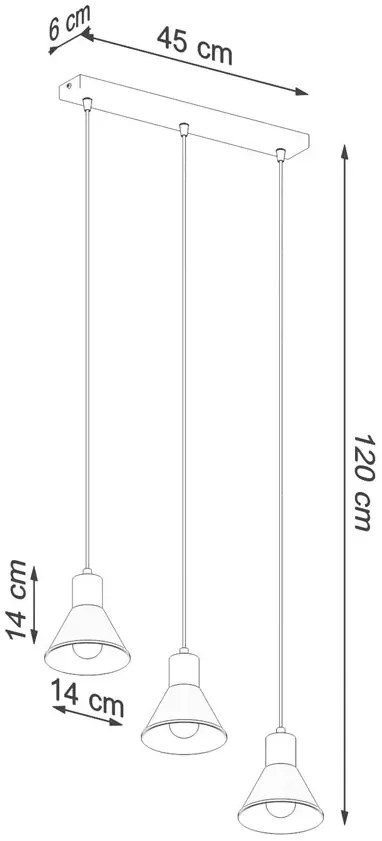 Czarna potrójna lampa wisząca nad wyspę - 5X S167 L9-G79