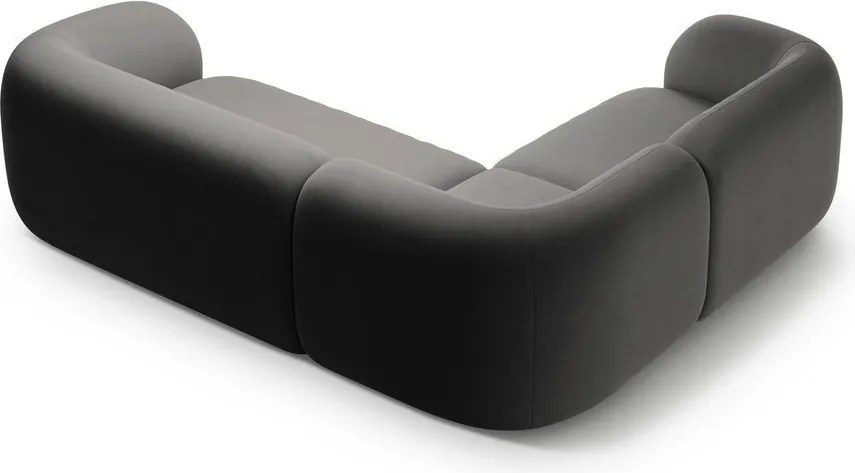 Ciemnoszary aksamitny narożnik (lewostronny/w kształcie litery L) Kate – Micadoni