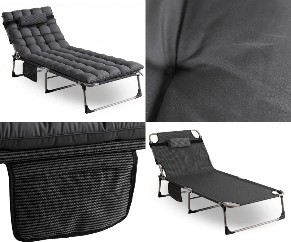 Składana leżanka z pikowaną poduchą Venus