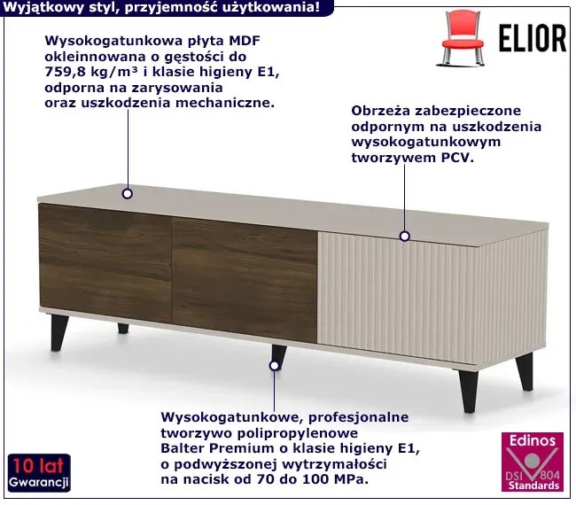 Lamelowana szafka RTV orzech + kaszmir - Frezi 8X