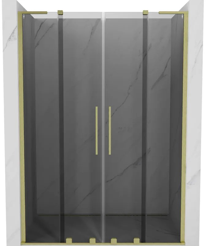 Mexen Velar L Duo drzwi prysznicowe rozsuwane 150 cm, grafit, złote szczotkowane - 871-150-003-42-55