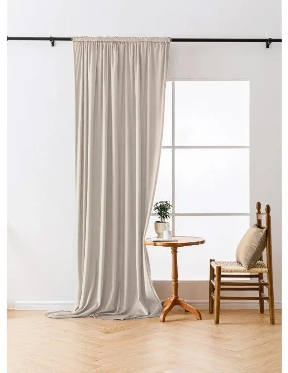 Beżowa zasłona zaciemniająca VELVET 140x250 cm Zawieszanie: Metalowe pierścienie