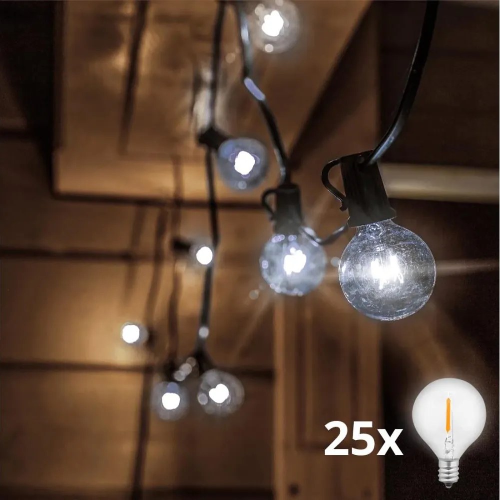 BRILAGI - LED Zewnętrzny łańcuch dekoracyjny GIRLANDA 25xE12 20m IP44 zimna biel