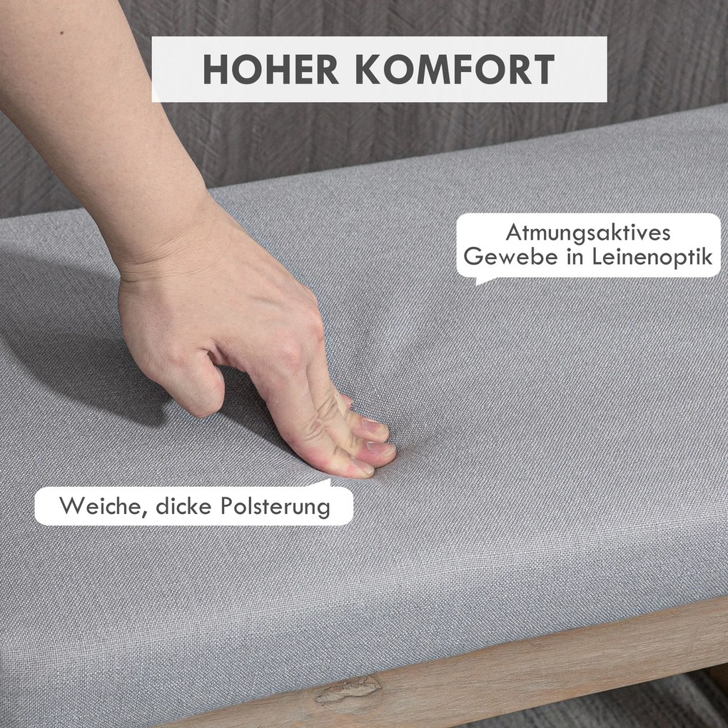 HOMCOM Podnóżek, pufa z wykończeniem imitującym len, siedzisko na drewnianych nogach