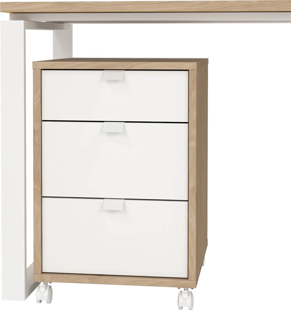 Biurko z regałem i kontenerkiem Sign jackson hickory/biały mat