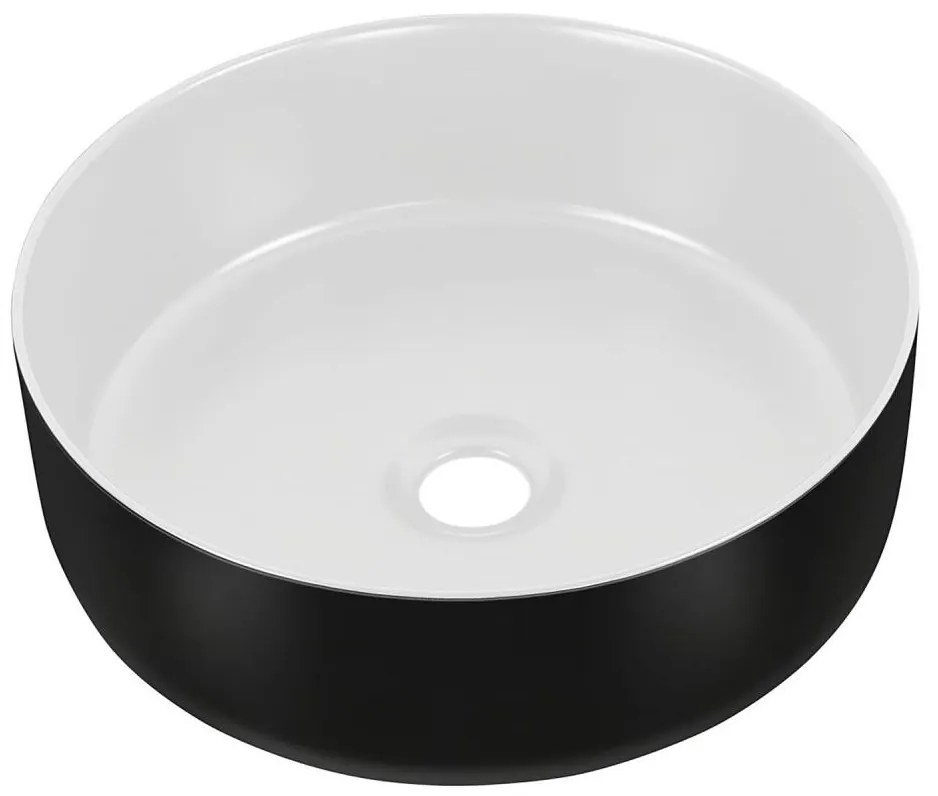 COMAD UM-6259 SIMPLE 8. - Umywalka na blat SIMPLE pr. 36 cm biała/czarna