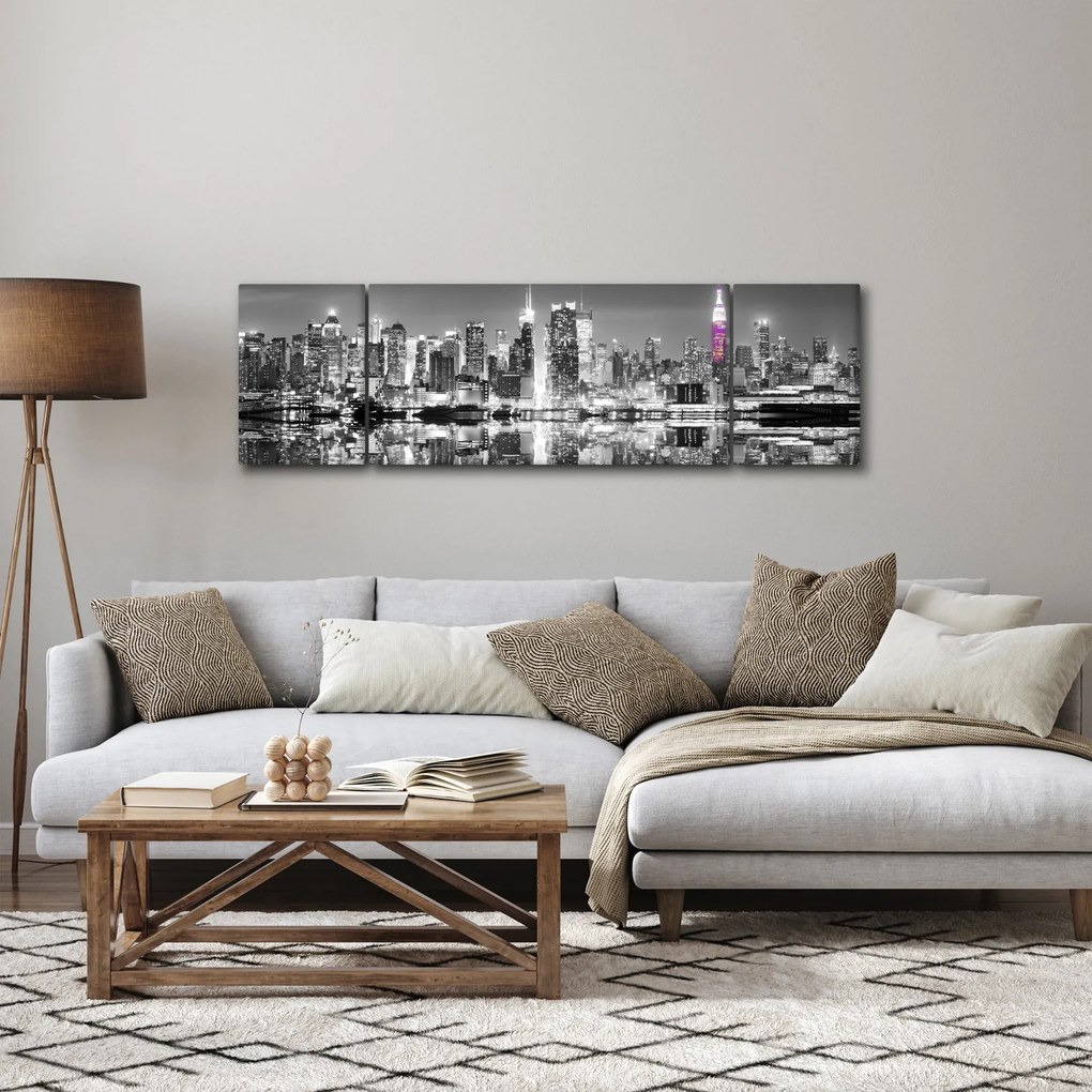 Obraz - Nowy Jork i fioletowy wieżowiec (170x50 cm)
