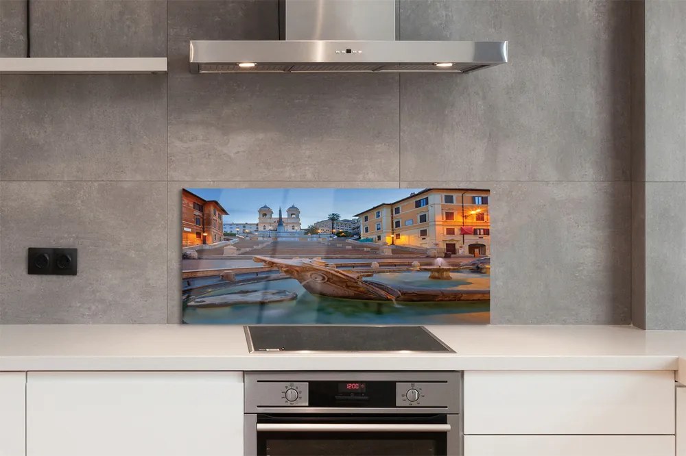 Panel Szklany Rzymska Fontanna o Zmierzchu