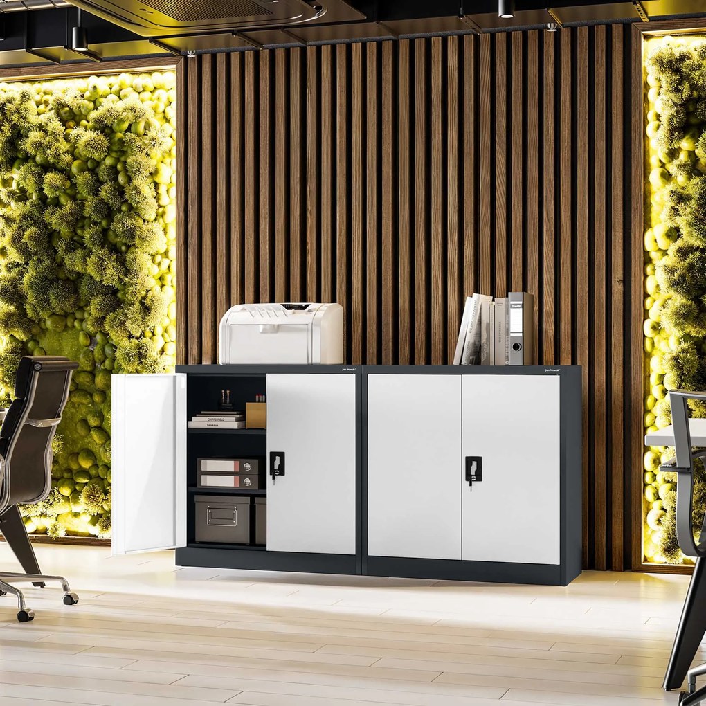 Szafka na akta osobowe BEATA, 900 x 930 x 400 mm, antracytowo-biała