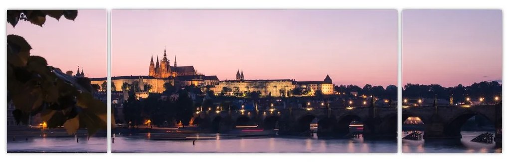 Obraz Zamku Praskiego i Wełtawy (170x50 cm)