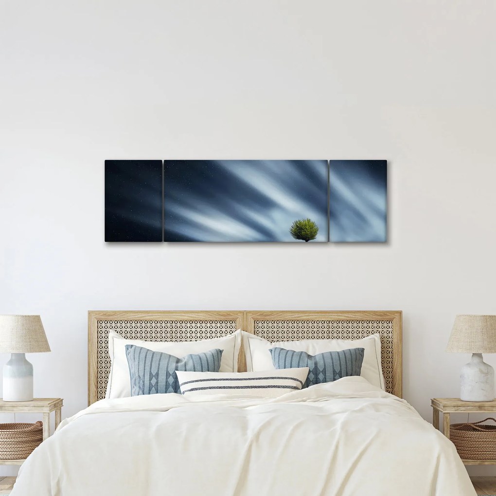 Obraz zorzy polarnej nad wrzosowiskami (170x50 cm)