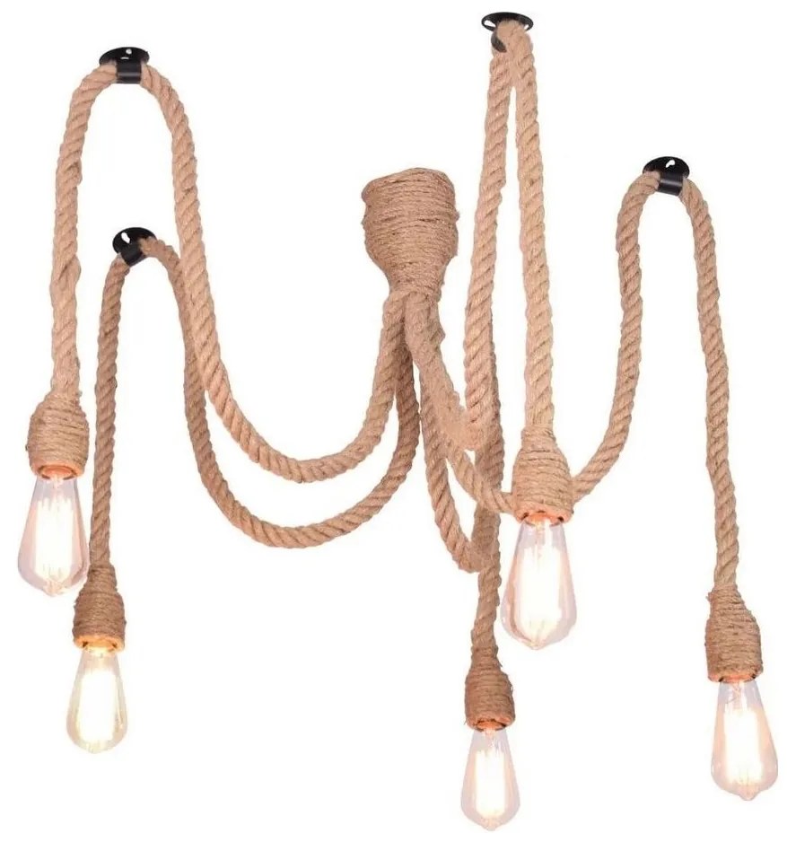 LED Żyrandol na lince ROPE CASA 5xE27/10W/230V pająk