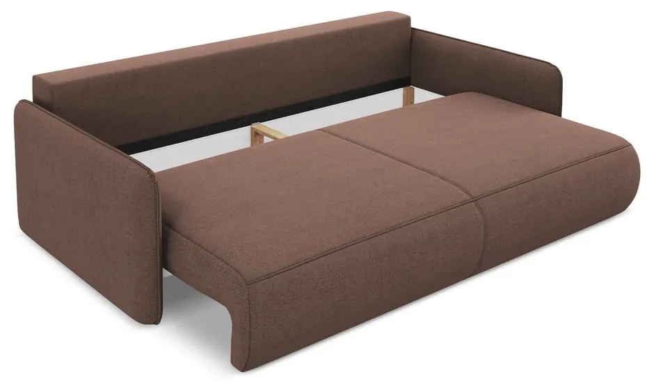 Różowa rozkładana/ze schowkiem sofa 216 cm Nanea – Makamii