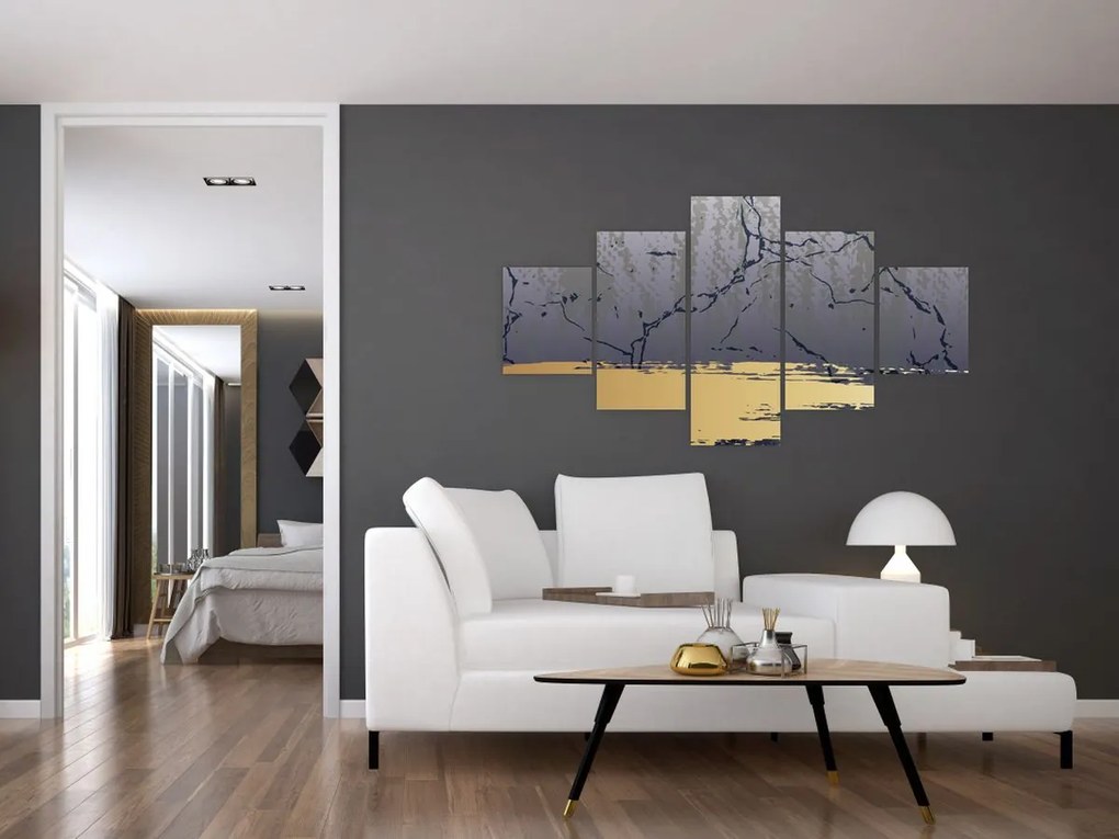 Obraz - Niebiesko-złota abstrakcja N⁰1 (125x70 cm)