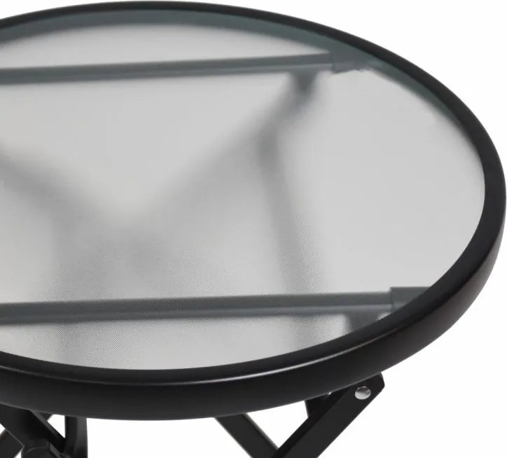 Stolik pomocniczy ze szklanym blatem, czarny, Ø 45 cm, stal