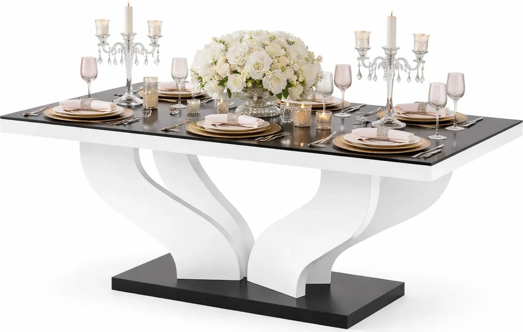Czarno-biały prostokątny duży stół do jadalni S6-R49
